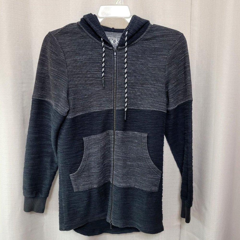 Buckle Black Full Zip Long Sleeve Hoodie Men's Small Black Gray